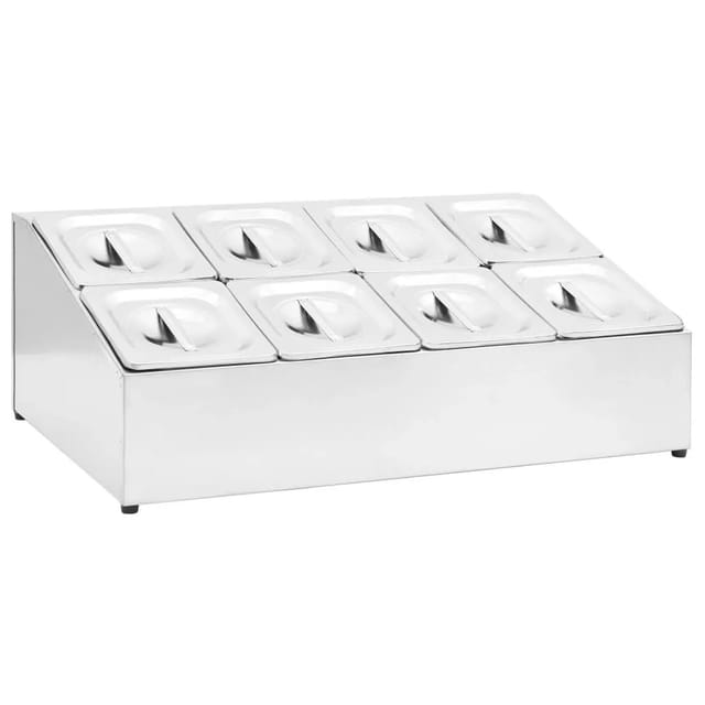 vidaXL Gastronorm-Ständer mit 8 GN 1/6 Behältern Edelstahl 51225
