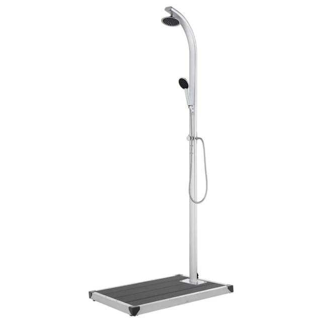 vidaXL Gartendusche mit Grauer Bodenplatte 220 cm Aluminium 3070786
