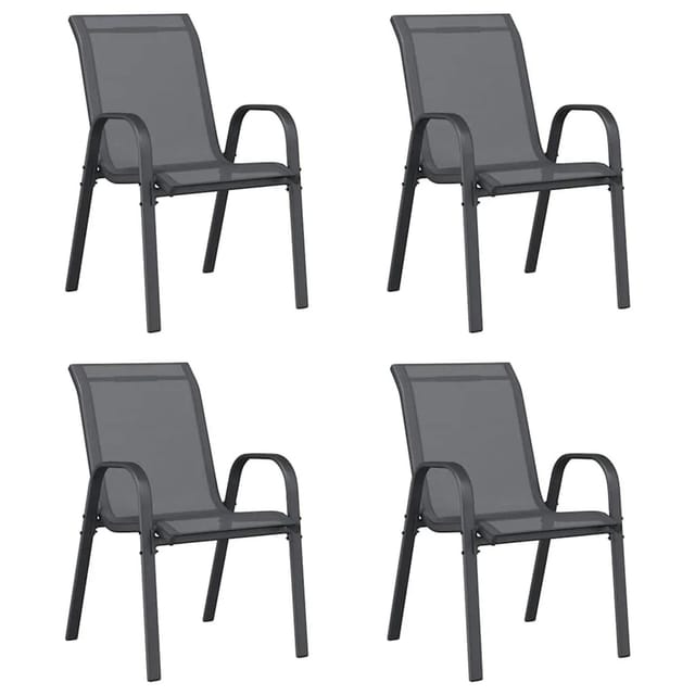 vidaXL Stapelbare Gartenstühle 4 Stk Grau Textilene 318781