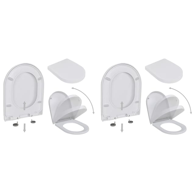 vidaXL Toilettensitze mit Absenkautomatik 2 Stk Kunststoff Weiß 275930