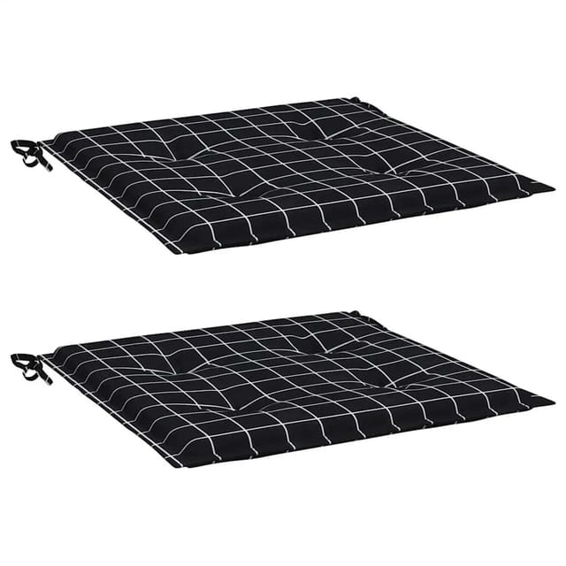 vidaXL Gartenstuhl-Kissen 2 Stk Schwarz Karomuster 40x40x4 cm Stoff 361014