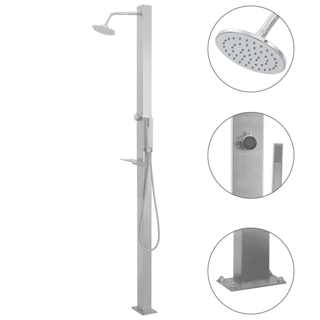 vidaXL Gartendusche Edelstahl Gerade 48198