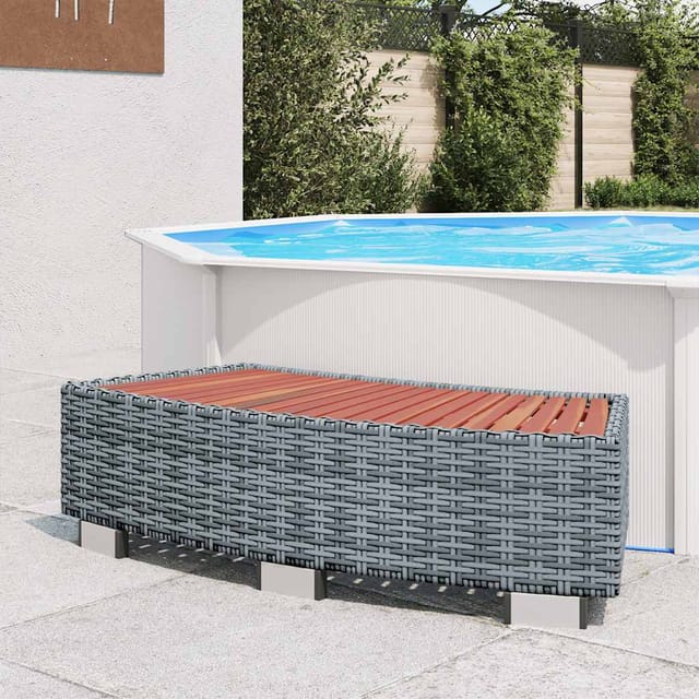 vidaXL Spa-Einstiegsstufe Grau Poly Rattan 92x45x25 cm 46461