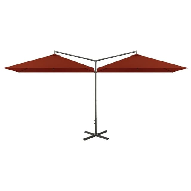 vidaXL Doppel-Sonnenschirm mit Stahl-Mast 600x300 cm Terrakotta 312559