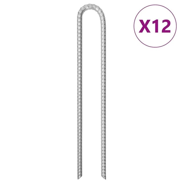 vidaXL Zeltheringe 12 Stk U-Form 41,5 cm Ø12 mm Verzinkter Stahl 4009350