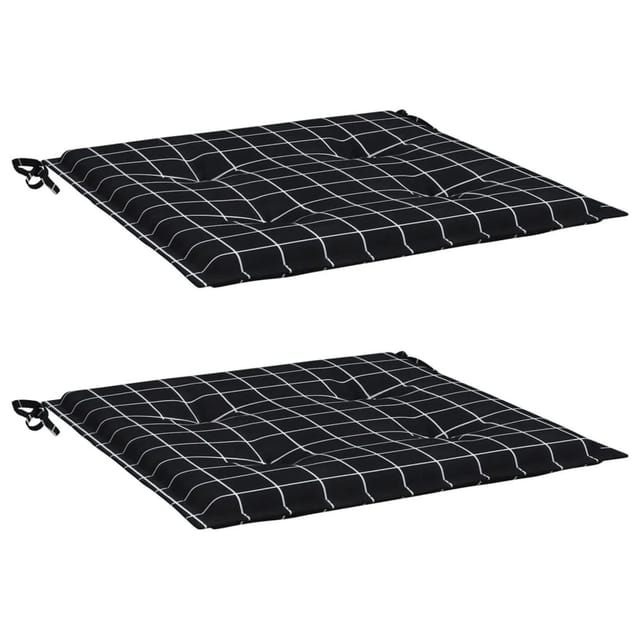 vidaXL Gartenstuhl-Kissen 2 Stk Schwarz Karomuster 50x50x4 cm Stoff 361080