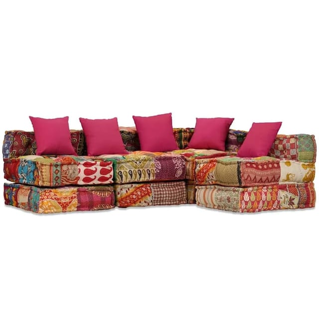vidaXL 4-Sitzer Modularer Pouf Patchwork Stoff 244981