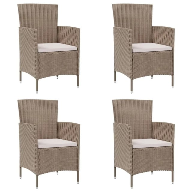 vidaXL Gartenstühle mit Kissen 4 Stk Poly Rattan Beige 316692