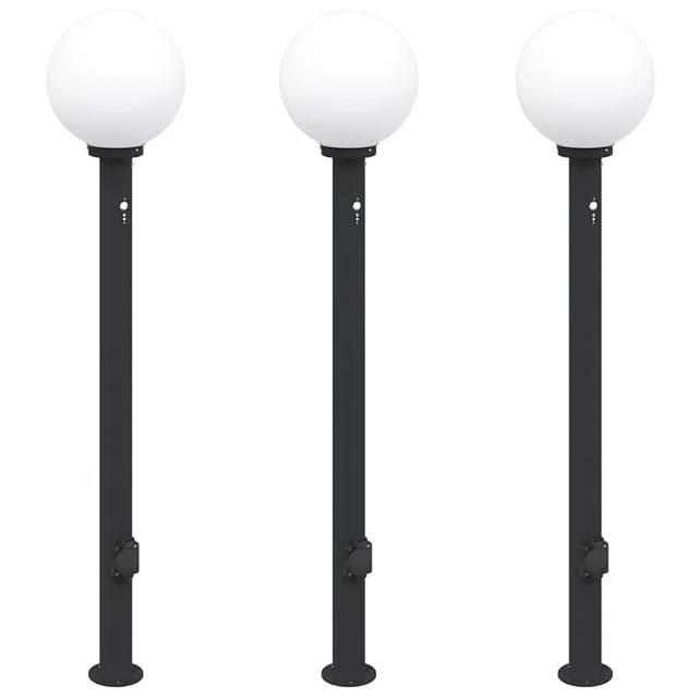 vidaXL Pollerleuchten mit Sensor und Steckdose 3 Stk 120 cm Schwarz IP44 4006126