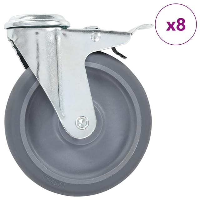 vidaXL 8 Stk Lenkrollen mit Rückenloch 125 mm 277876