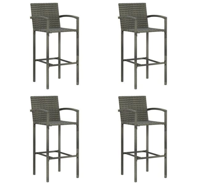 vidaXL Barhocker 4 Stk Grau Poly Rattan 313456