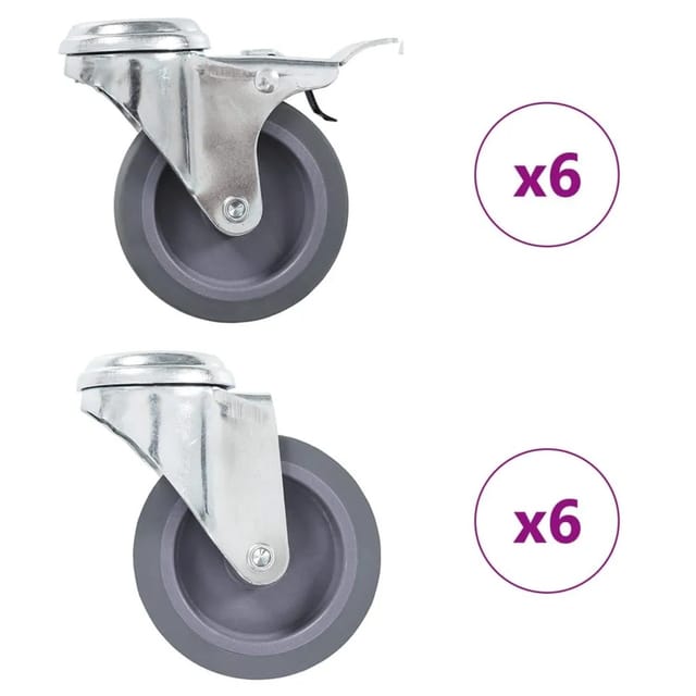 vidaXL 12 Stk Lenkrollen mit Rückenloch 75 mm 277887