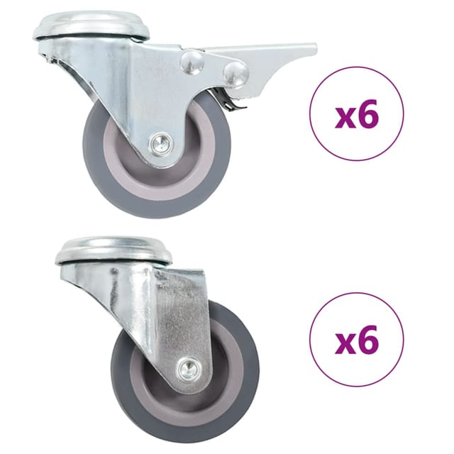 vidaXL 12 Stk Lenkrollen mit Rückenloch 50 mm 277882