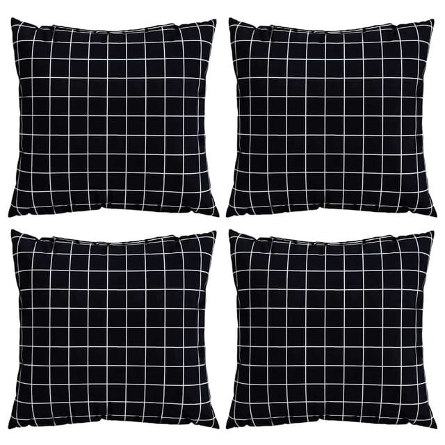 vidaXL Streupillows 4 Stk Schwarz Kariert 60 x 60 cm Polyesterstoff 360419