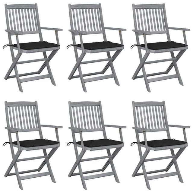 vidaXL Klappbare Gartenstühle 6 Stk mit Sitzkissen Massivholz Akazie 3065414