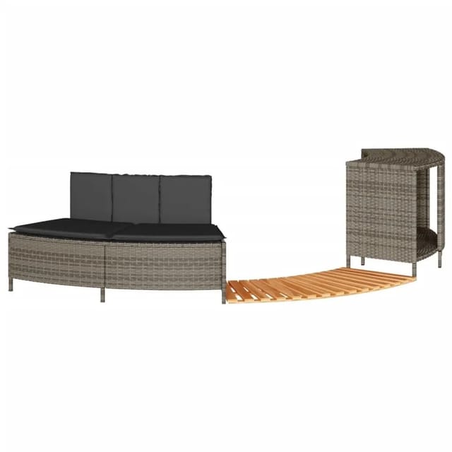 vidaXL Whirlpool-Umrandung Grau Poly Rattan und Massivholz Akazie 365613