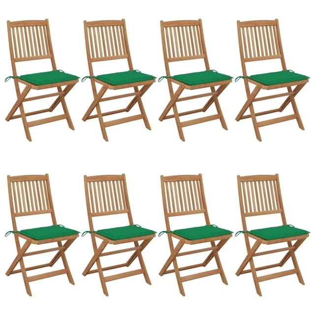 vidaXL Klappbare Gartenstühle 8 Stk mit Kissen Massivholz Akazie 3075026