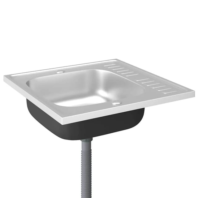 vidaXL Spüle mit Abtropffläche Set Silbern 600x600x155 mm Edelstahl 147231