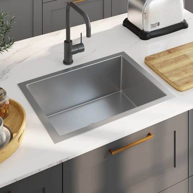 vidaXL Handgefertigte Küchenspüle Edelstahl 145078