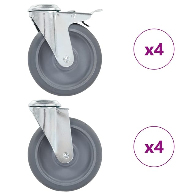 vidaXL 8 Stk Lenkrollen mit Rückenloch 125 mm 277896
