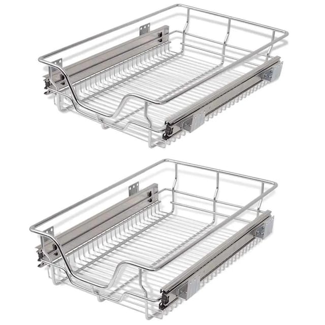 vidaXL Einbauschublade Korbauszug 2 Stk Silbern 400 mm 50479