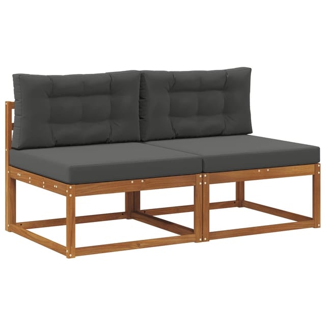 vidaXL Outdoor Mittelsofa mit Kissen 2 Stück Natur Massivholz Akazie 900539