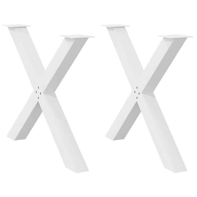 vidaXL Esstischbeine X-Form 2 Stk Weiß 90x72-73 cm Stahl 4012985