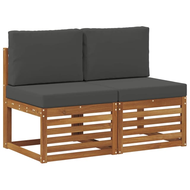 vidaXL 2 Stück Outdoor Mittelsofa Massivholz Akazie Natur 900497
