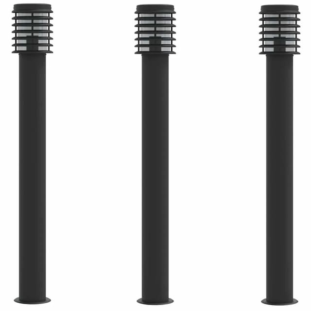 vidaXL Wegeleuchten 3 Stk Schwarz 110 cm Edelstahl 4006364