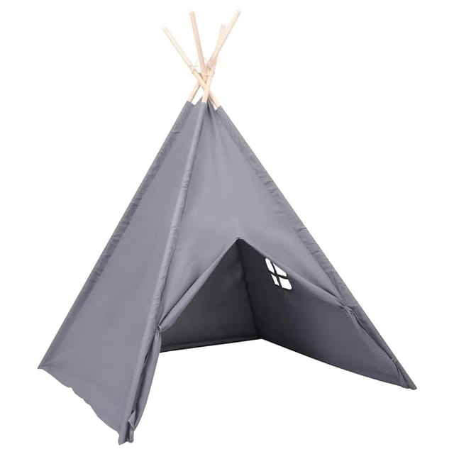 vidaXL Kinder Tipi-Zelt mit Tasche Pfirsichhaut Grau 120x120x150 cm 80272