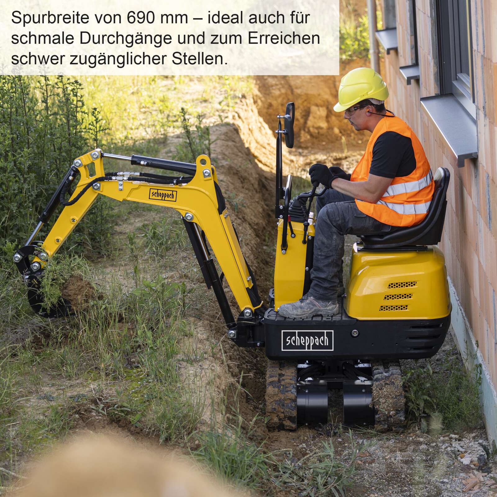 Benzin Minibagger SY-MB815 Scheppach - 8,5PS | 2330mm Grabweite | 690mm Spurbreite | 290mm Schaufelbreite | Kettenantrieb Bild 4