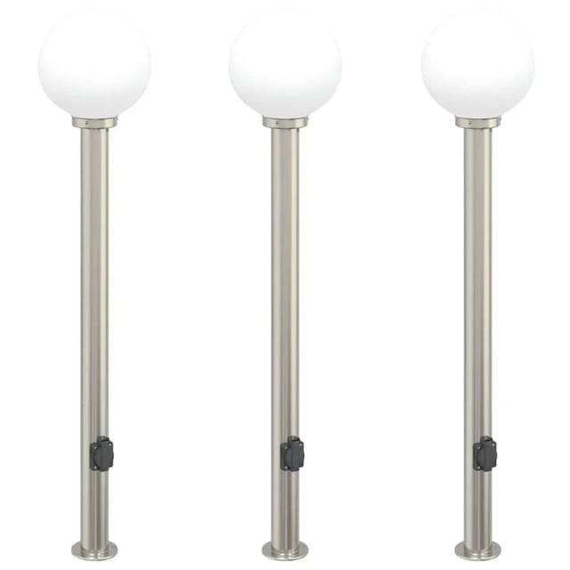 vidaXL Pollerleuchten mit Auslass 3 Stk 120 cm Edelstahl IP44 4006106