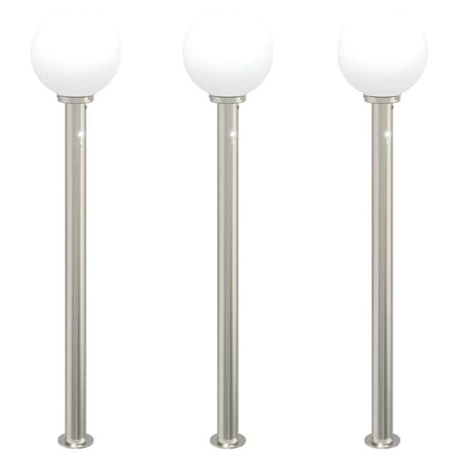 vidaXL Pollerleuchten mit Sensor 3 Stk 120 cm Edelstahl IP44 4006102