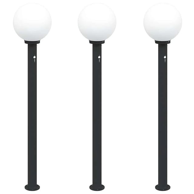 vidaXL Pollerleuchten mit Sensor 3 Stk 120 cm Schwarz IP44 4006118