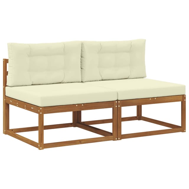 vidaXL Outdoor Mittelsofa mit Kissen 2 Stück Natur Massivholz Akazie 900537