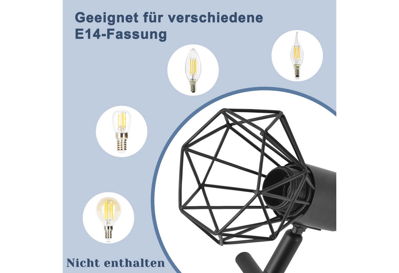 Nettlife Deckenstrahler Wohnzimmer Vintage Schwarz 1/2/3/4/5 Flammig E14 Industrial, Schwenkbar 350°, LED wechselbar, drehbar für Wohnzimmer Flur Esszimmer und weitere Wohnräume