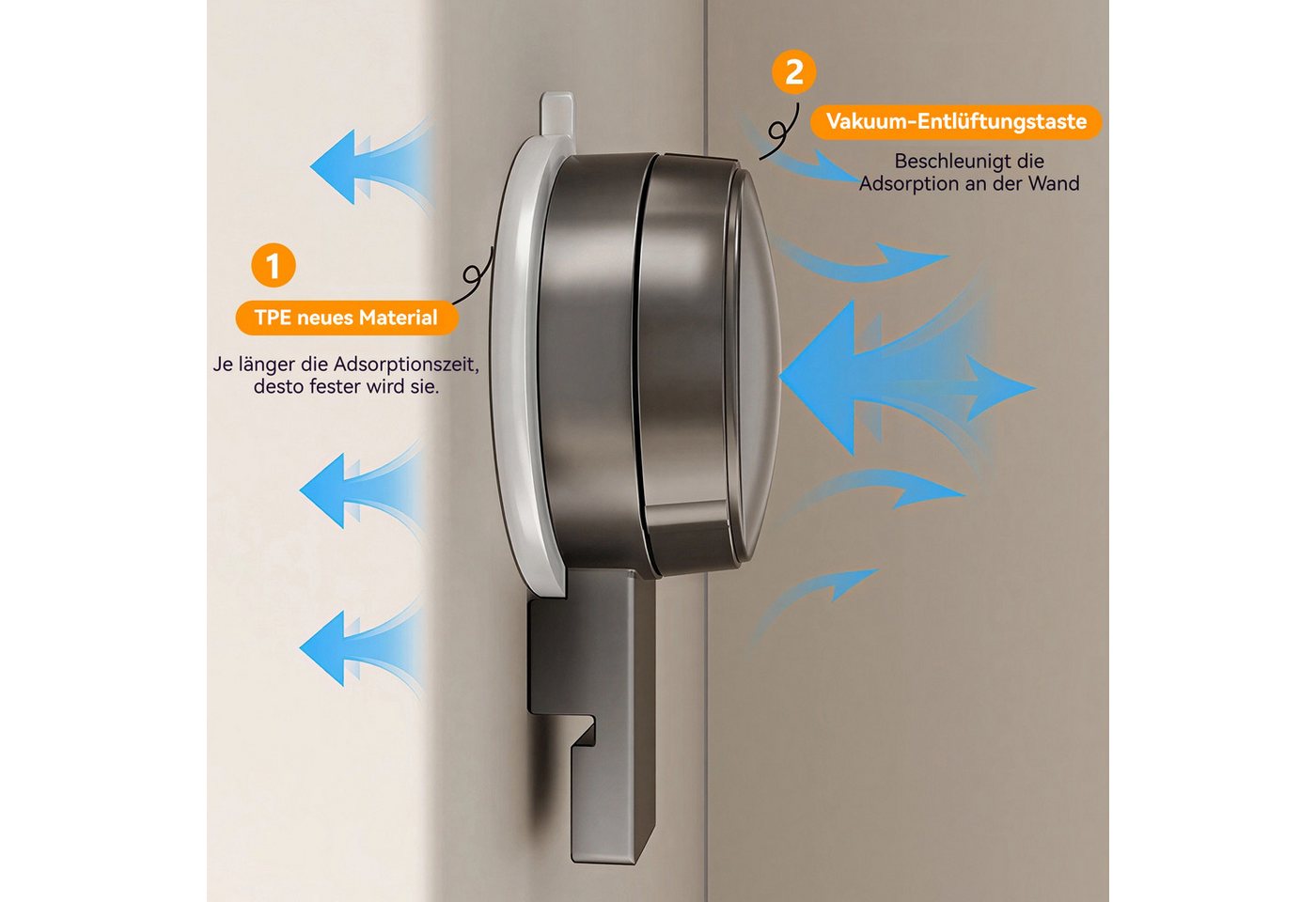BlingBin Duschablage Waschbecken Ablage, 40CM Ablage Bad mit Saugnäpfen, 1er set 1-tlg., U-Form Waschbecken Organizer mit Abfluss Duschablage Ohne Bohren