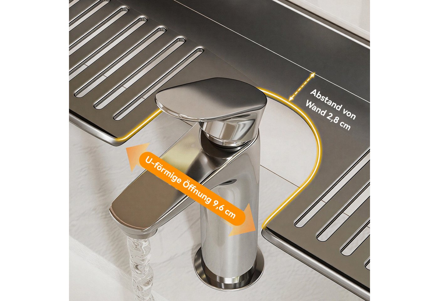 BlingBin Duschablage Waschbecken Ablage, 40CM Ablage Bad mit Saugnäpfen, 1er set 1-tlg., U-Form Waschbecken Organizer mit Abfluss Duschablage Ohne Bohren Bild 4