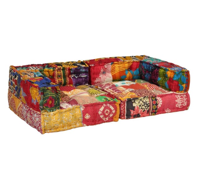 vidaXL 2-Sitzer Modularer Pouf Patchwork Stoff 244987
