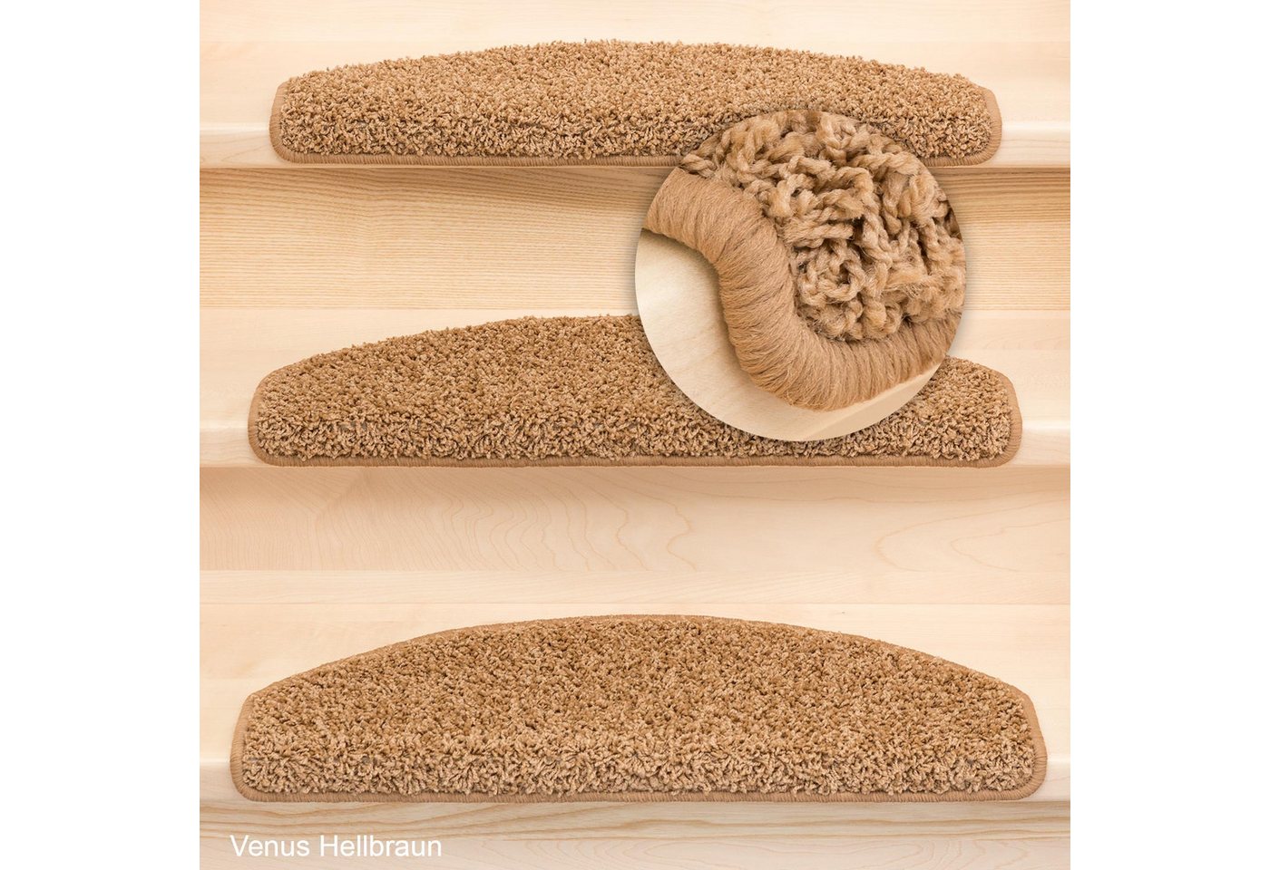 Metzker® Stufenmatte Stufenmatten Shaggy Venus Halbrund Einzeln und SparSet's, Halbrund, Höhe: 22 mm, 1 Stück - Hellbraun Bild 5
