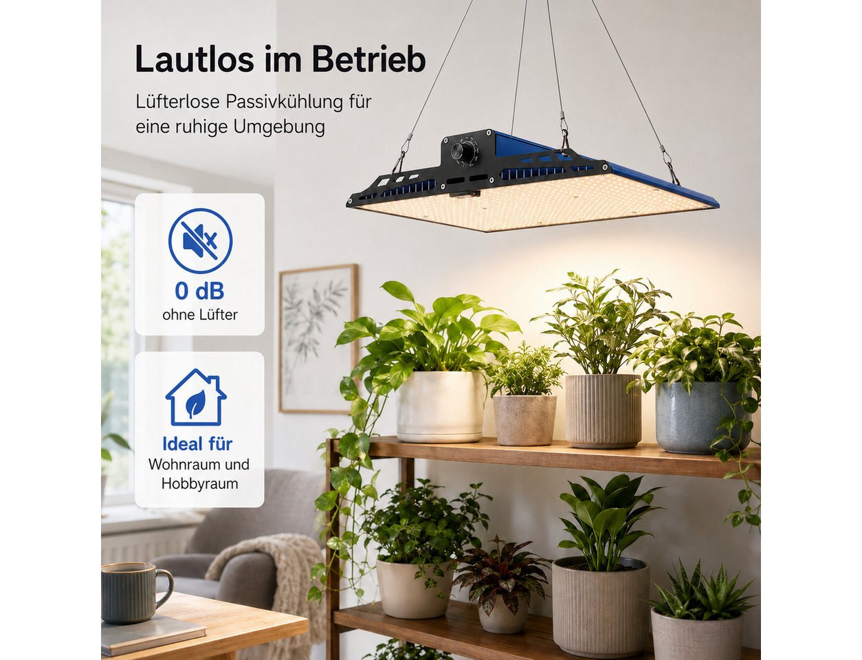 Tekoo Pflanzenlampe LED Pflanzenlampe 120W Vollspektrum Dimmbar, Samsung Chips, Lautlos, LED, Fest integriert, Vollspektrum, Neutralweiß, Tageslichtweiß, Vollspektrum für alle Wachstumsphasen, IP65 Wassergeschützt Bild 5