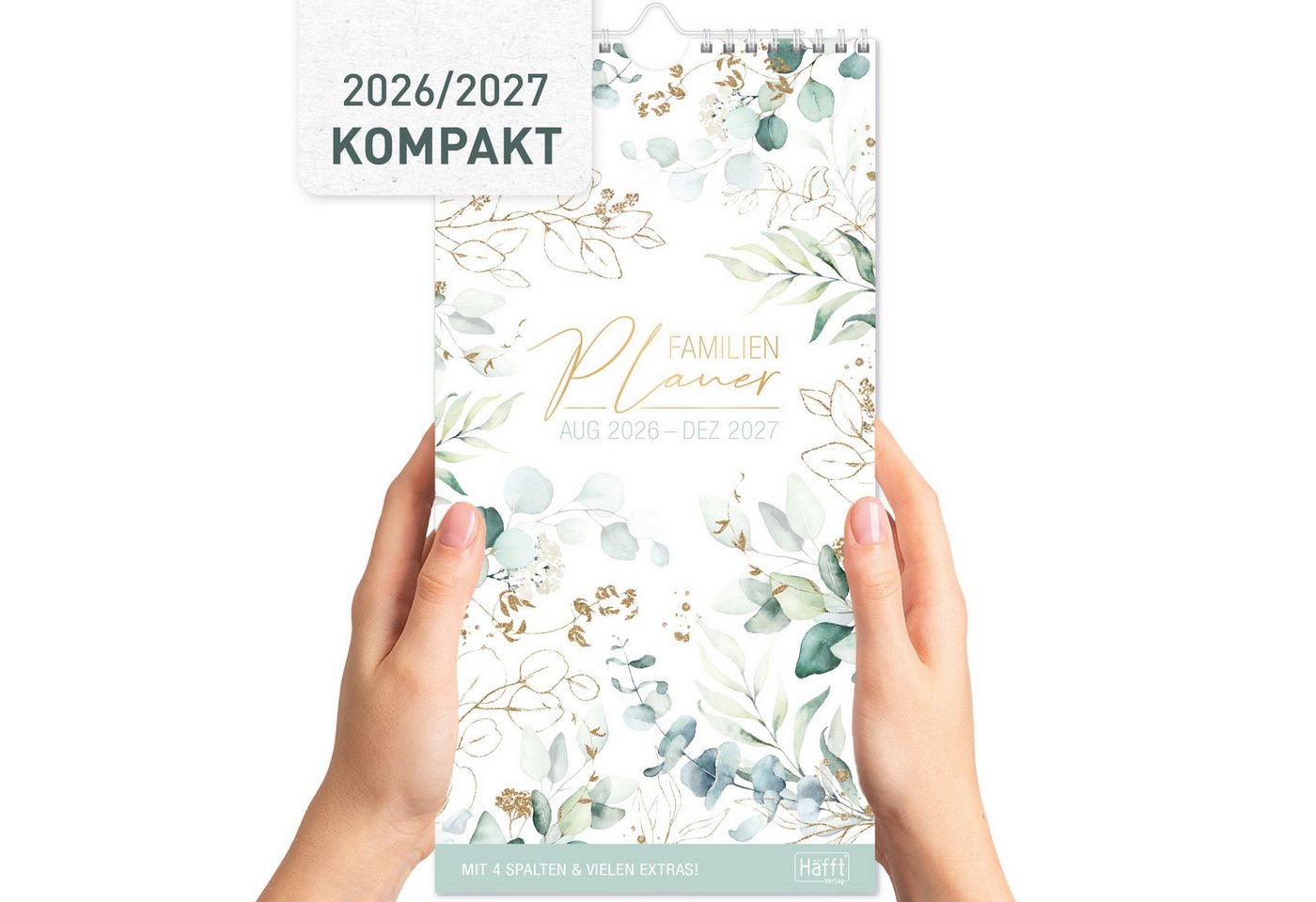 Häfft Familienkalender Familienplaner 4-spaltig 2026/2027 / 17 Monate / Blattgold Bild 2