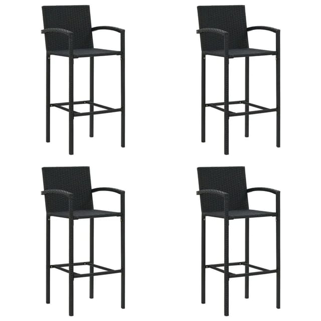 vidaXL Barhocker 4 Stk Schwarz Poly Rattan 313455