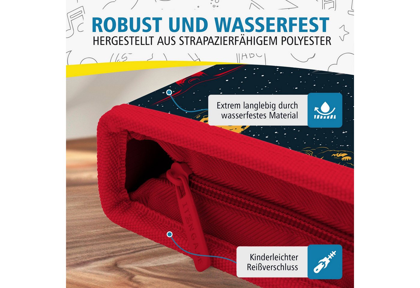 itenga Federmäppchen itenga Schüler-Etui Mäppchen Weltraum 28 teilig (gefüllt) 1-Zipper Bild 3