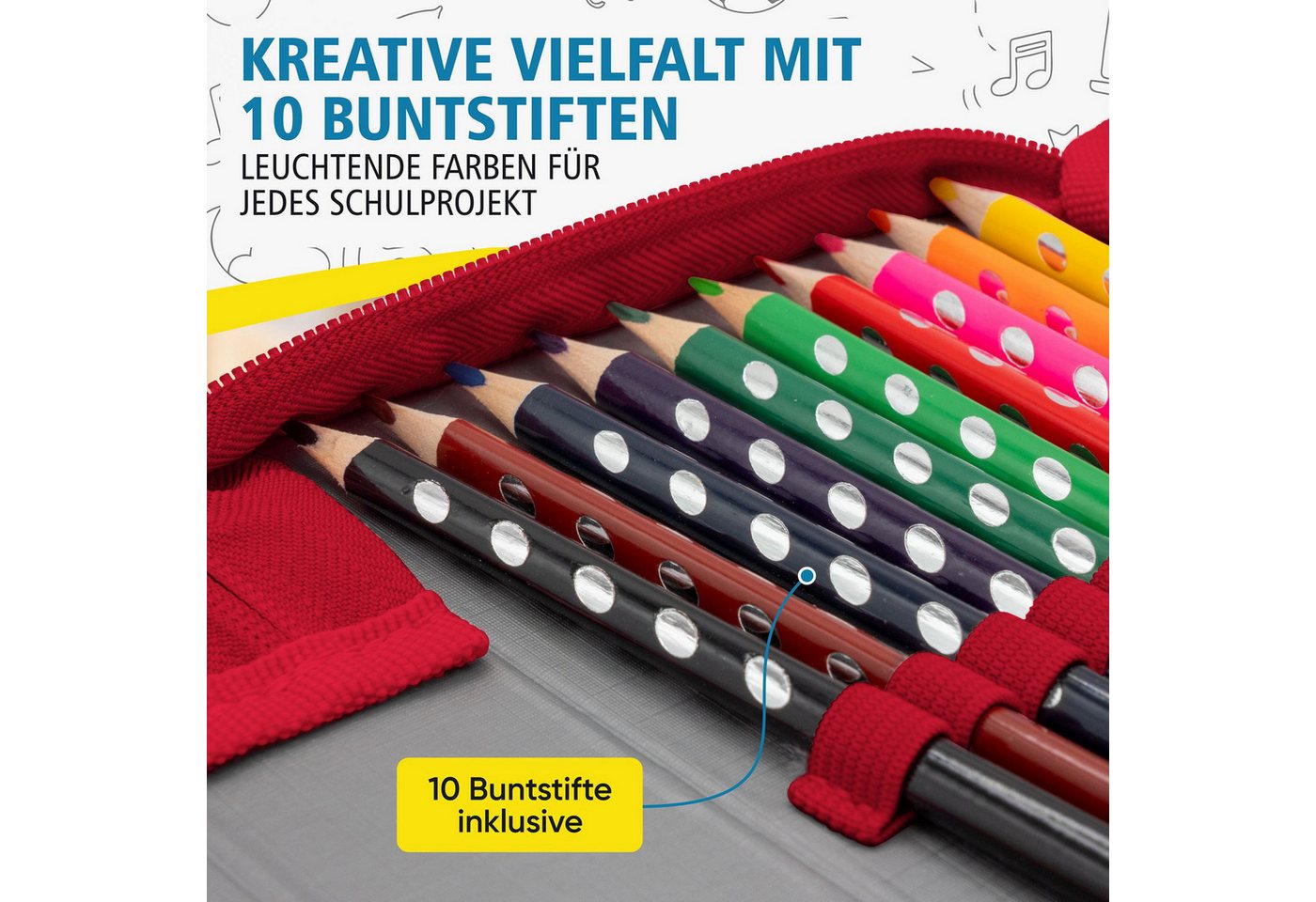 itenga Federmäppchen itenga Schüler-Etui Mäppchen Weltraum 28 teilig (gefüllt) 1-Zipper Bild 4