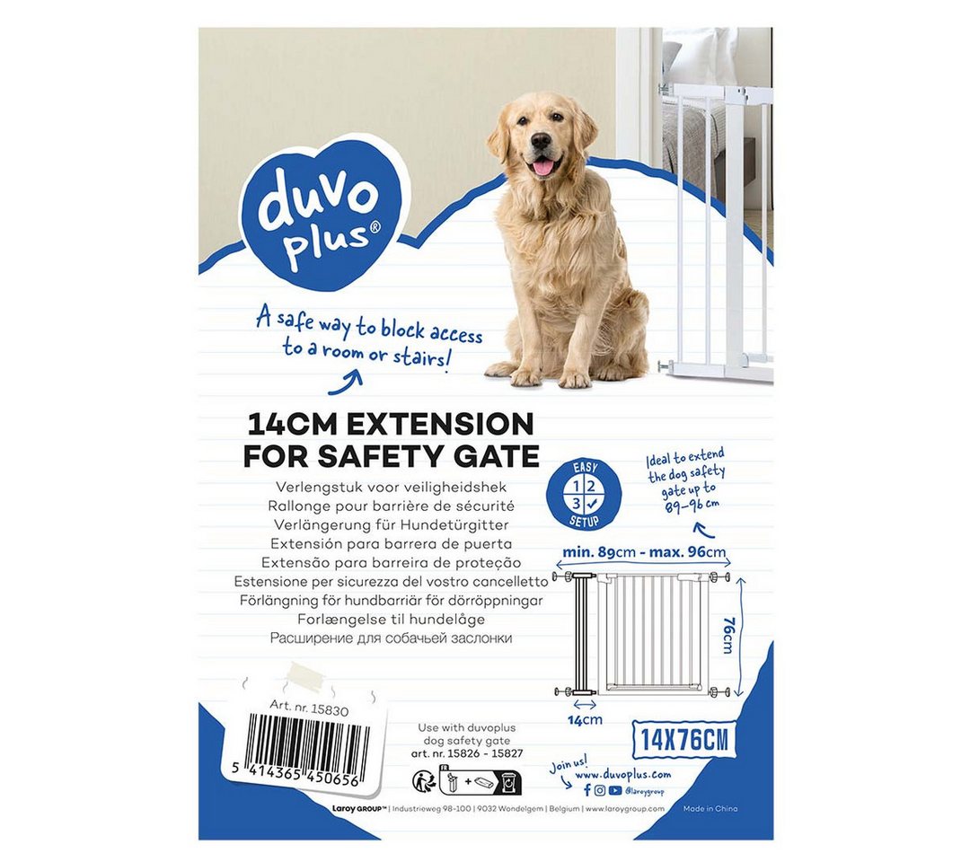 DUVO+ Türschutzgitter Duvoplus Verlängerung für Türgitter - weiß Breite: 14 cm