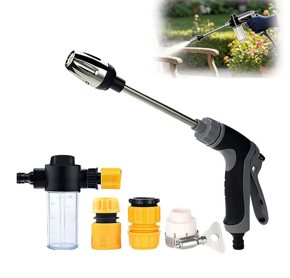 AFKSMILE Multifunktionsbrause 5 Stück Hochdruckpistole Set, Hochdruckreiniger mit Schaumflasche, Hochdruckdüse, 4 Strahlarten Gartenspritze, Sprühen und Reinigen Bild 2