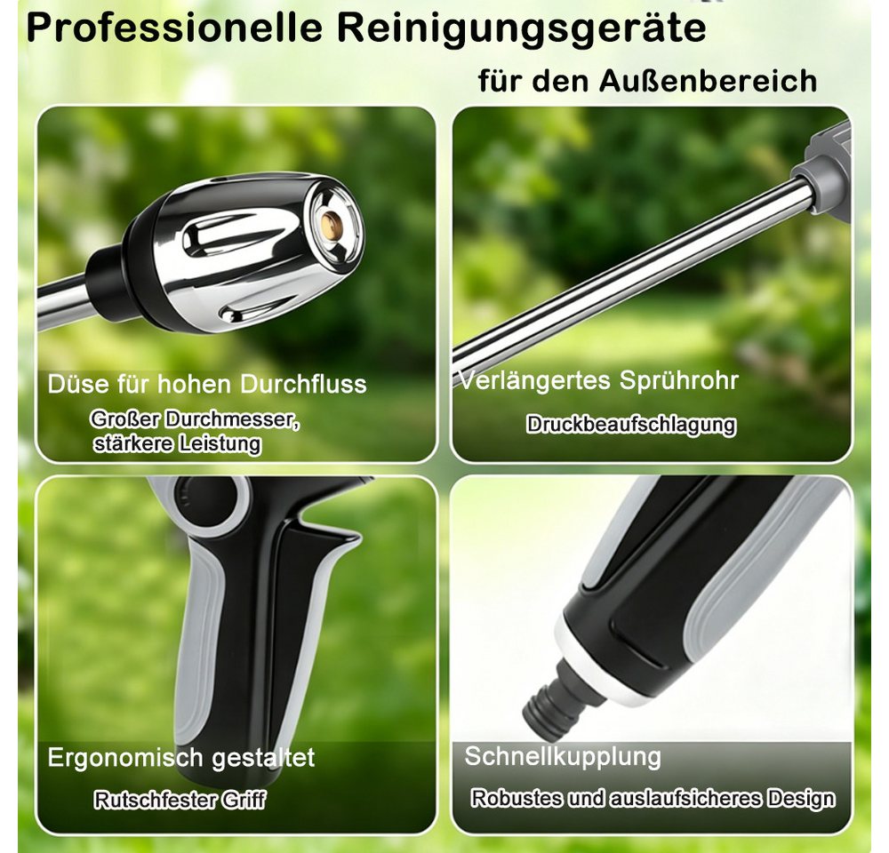 AFKSMILE Multifunktionsbrause 5 Stück Hochdruckpistole Set, Hochdruckreiniger mit Schaumflasche, Hochdruckdüse, 4 Strahlarten Gartenspritze, Sprühen und Reinigen Bild 3
