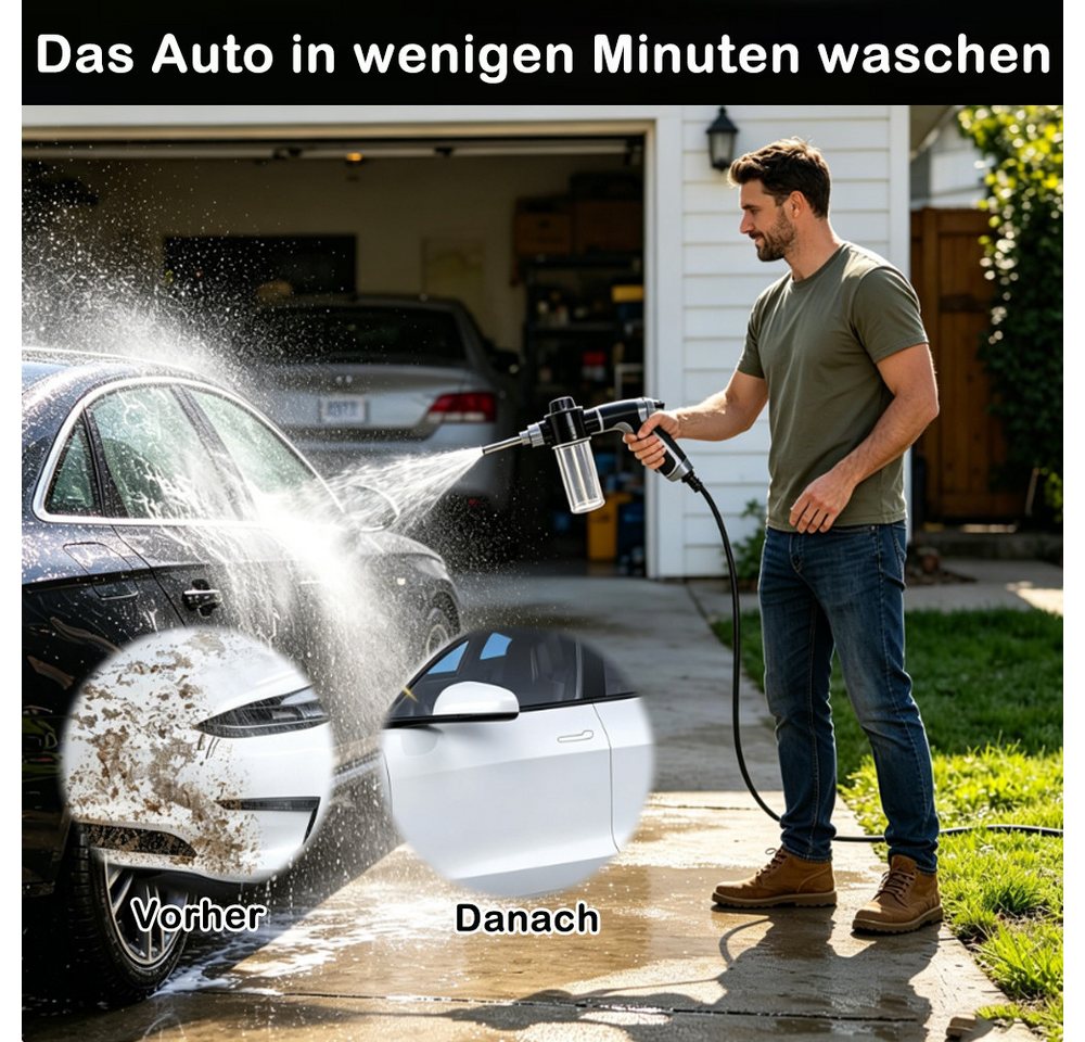 AFKSMILE Multifunktionsbrause 5 Stück Hochdruckpistole Set, Hochdruckreiniger mit Schaumflasche, Hochdruckdüse, 4 Strahlarten Gartenspritze, Sprühen und Reinigen Bild 5