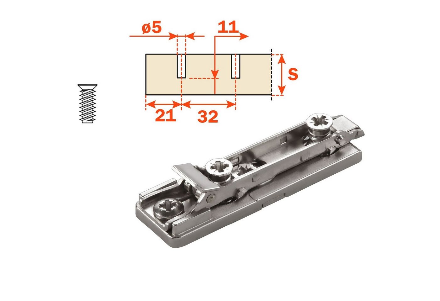 Salice Möbelbeschlag 2 x Salice Topfband S700 110° Bohrbild T52 Nickel matt MPL L (2 St) Bild 5